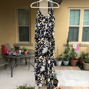 NWOT Black and Yellow Floral Jumpsuit